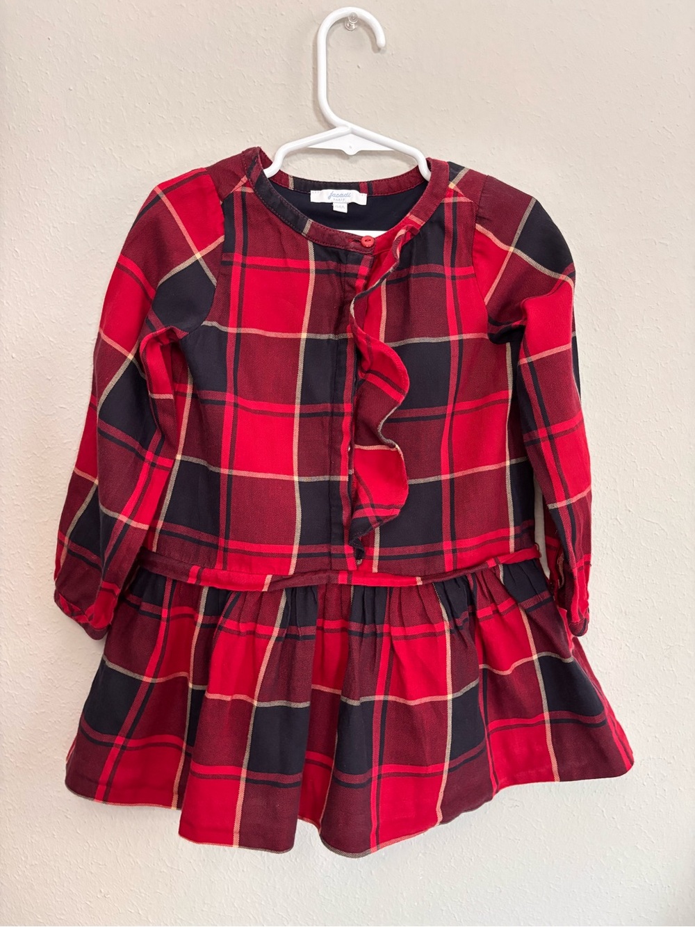 Jacadi Baby Red Plaid Flannel Dress